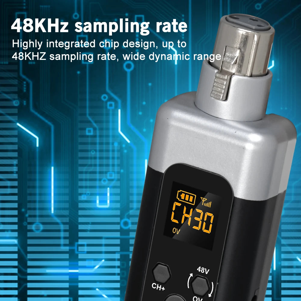Transmissor XLR sem fio(48v) com phantom power